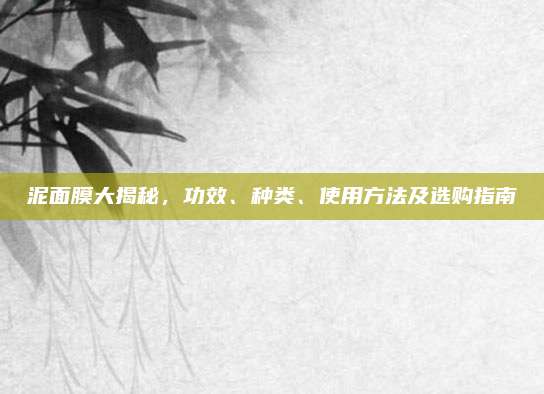 泥面膜大揭秘,功效、种类、使用方法及选购指南