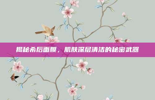 揭秘希后面膜,肌肤深层清洁的秘密武器