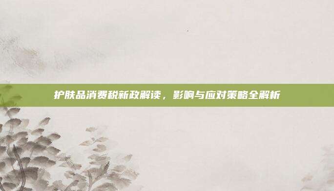 护肤品消费税新政解读,影响与应对策略全解析
