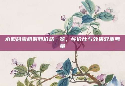 水密码雪肌系列价格一览，性价比与效果双重考量