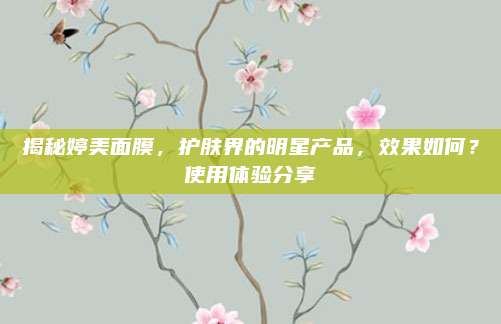 揭秘婷美面膜，护肤界的明星产品，效果如何？使用体验分享
