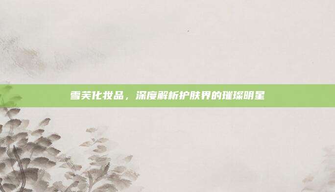 雪芙化妆品，深度解析护肤界的璀璨明星