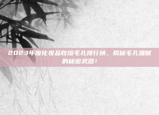 2023年度化妆品收缩毛孔排行榜，揭秘毛孔细腻的秘密武器！