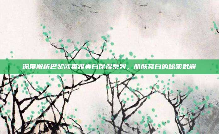 深度解析巴黎欧莱雅美白保湿系列,肌肤亮白的秘密武器