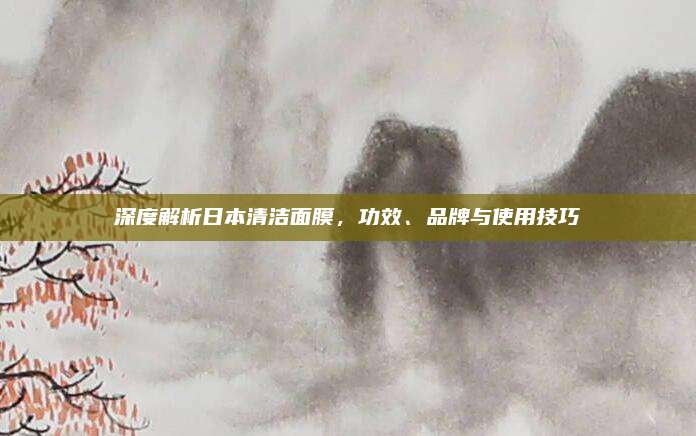 深度解析日本清洁面膜,功效、品牌与使用技巧