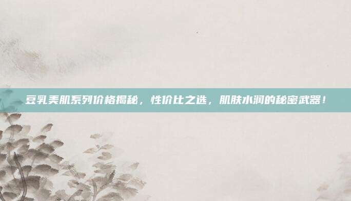 豆乳美肌系列价格揭秘，性价比之选，肌肤水润的秘密武器！