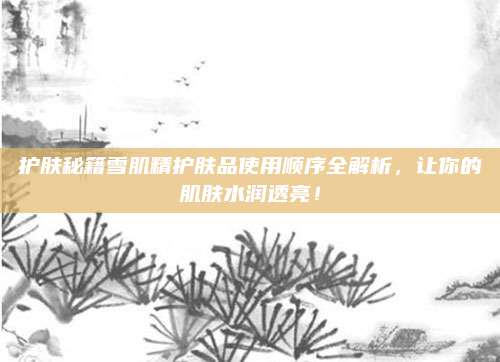 护肤秘籍雪肌精护肤品使用顺序全解析,让你的肌肤水润透亮!