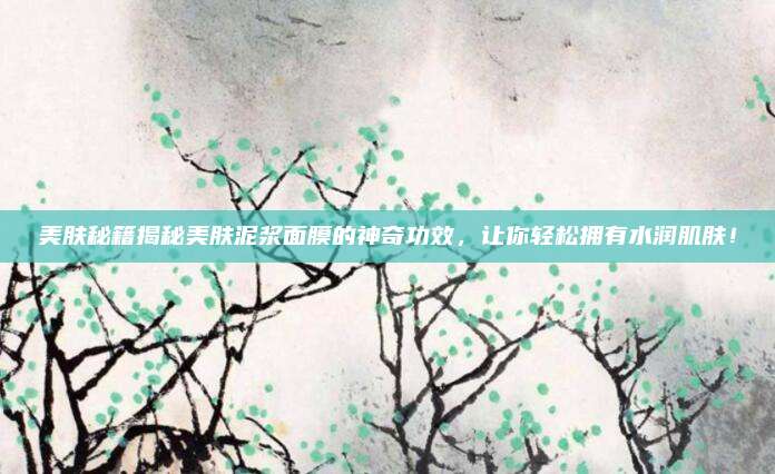 美肤秘籍揭秘美肤泥浆面膜的神奇功效,让你轻松拥有水润肌肤!