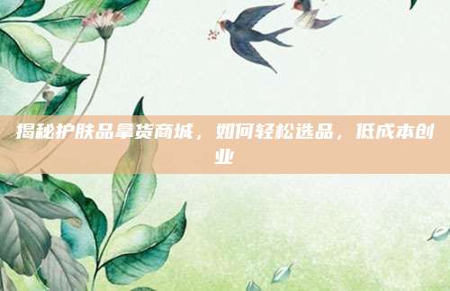 揭秘护肤品拿货商城，如何轻松选品，低成本创业