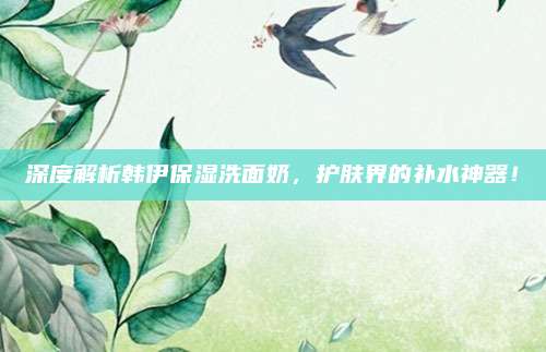 深度解析韩伊保湿洗面奶，护肤界的补水神器！