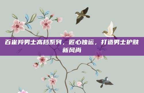 百雀羚男士高档系列，匠心独运，打造男士护肤新风尚