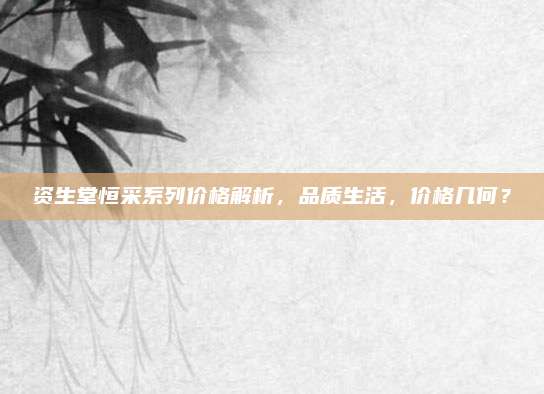 资生堂恒采系列价格解析，品质生活，价格几何？