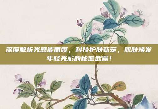 深度解析光感能面膜，科技护肤新宠，肌肤焕发年轻光彩的秘密武器！