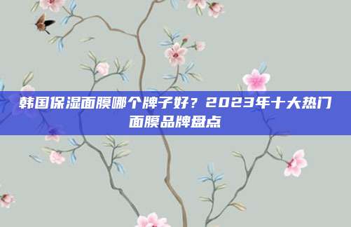 韩国保湿面膜哪个牌子好?2023年十大热门面膜品牌盘点