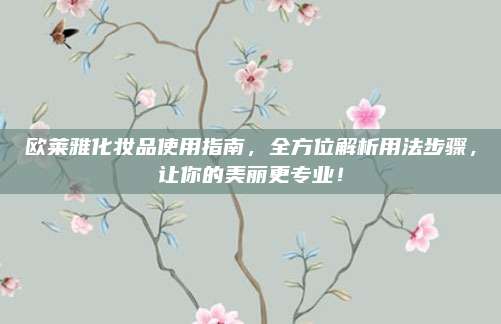 欧莱雅化妆品使用指南，全方位解析用法步骤，让你的美丽更专业！