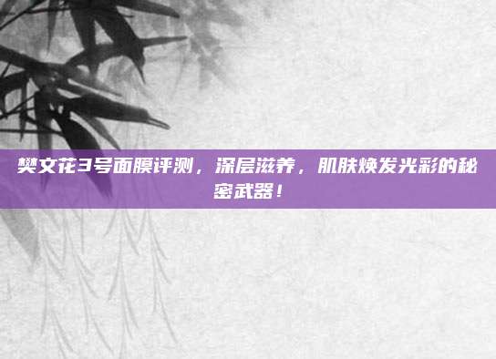 樊文花3号面膜评测,深层滋养,肌肤焕发光彩的秘密武器!