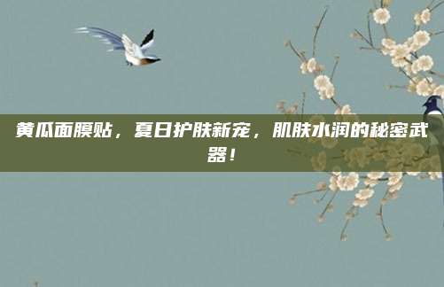 黄瓜面膜贴，夏日护肤新宠，肌肤水润的秘密武器！