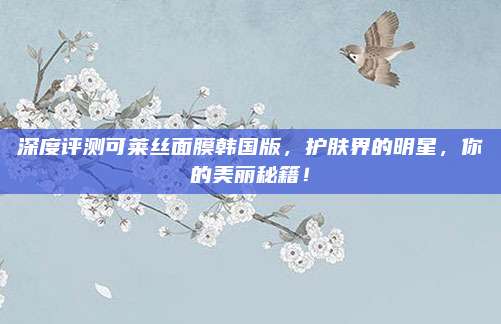 深度评测可莱丝面膜韩国版,护肤界的明星,你的美丽秘籍!