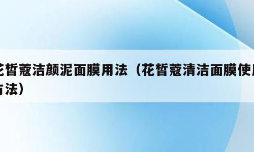 花皙蔻洁颜泥面膜用法（花皙蔻清洁面膜使用方法）