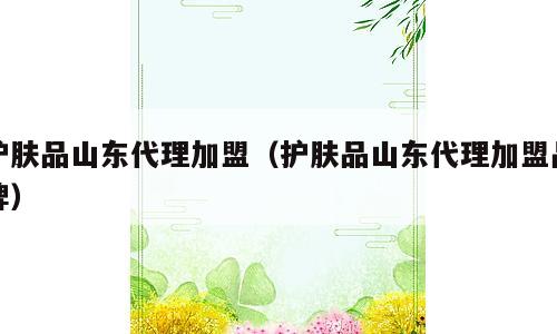 护肤品山东代理加盟（护肤品山东代理加盟品牌）