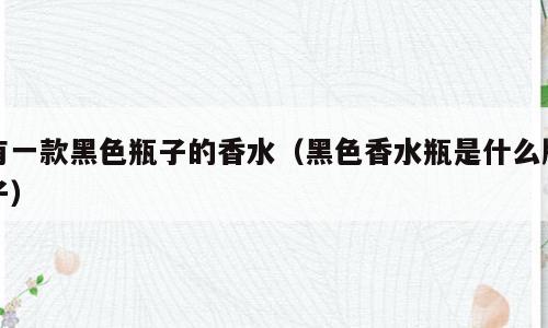 有一款黑色瓶子的香水（黑色香水瓶是什么牌子）