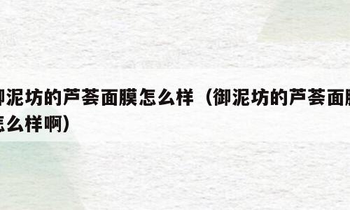 御泥坊的芦荟面膜怎么样（御泥坊的芦荟面膜怎么样啊）