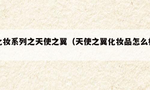 化妆系列之天使之翼（天使之翼化妆品怎么样）