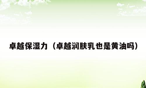 卓越保湿力（卓越润肤乳也是黄油吗）