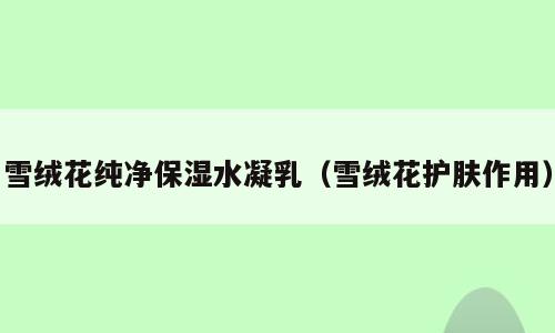 雪绒花纯净保湿水凝乳（雪绒花护肤作用）