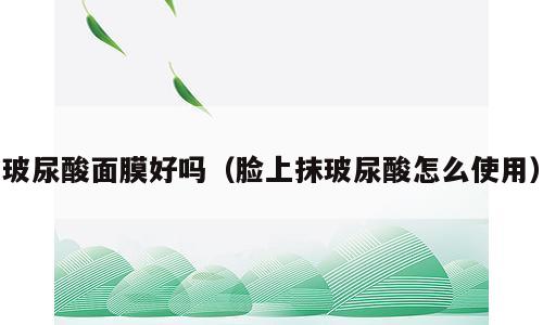 玻尿酸面膜好吗（脸上抹玻尿酸怎么使用）