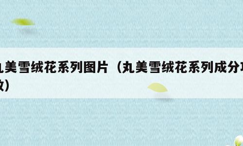 丸美雪绒花系列图片（丸美雪绒花系列成分功效）