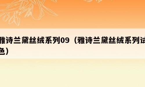 雅诗兰黛丝绒系列09（雅诗兰黛丝绒系列试色）