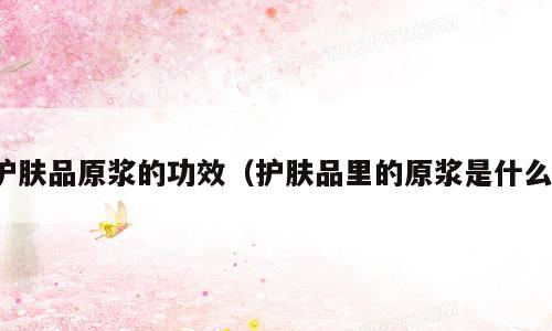 护肤品原浆的功效（护肤品里的原浆是什么）