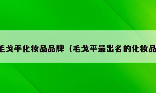 毛戈平化妆品品牌（毛戈平最出名的化妆品）