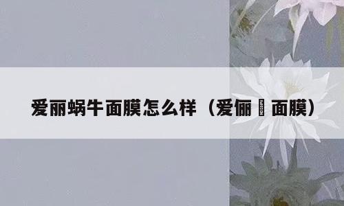 爱丽蜗牛面膜怎么样（爱俪偲面膜）