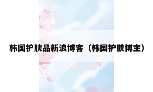 韩国护肤品新浪博客（韩国护肤博主）