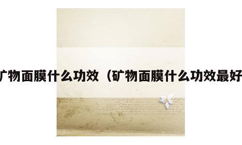 矿物面膜什么功效（矿物面膜什么功效最好）