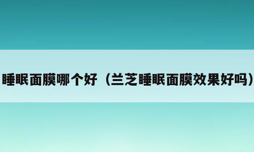 睡眠面膜哪个好（兰芝睡眠面膜效果好吗）
