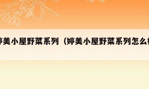 婷美小屋野菜系列（婷美小屋野菜系列怎么样）