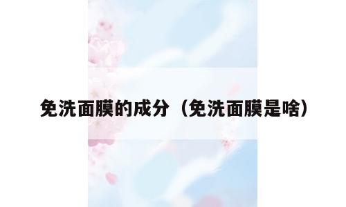 免洗面膜的成分（免洗面膜是啥）