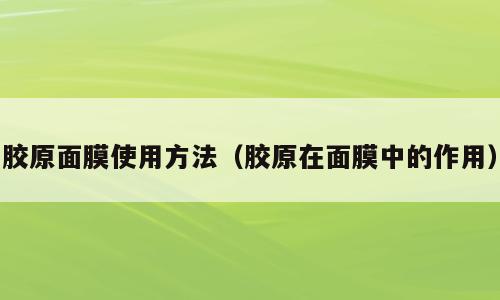 胶原面膜使用方法（胶原在面膜中的作用）