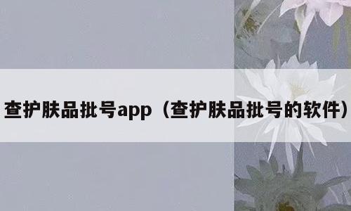 查护肤品批号app（查护肤品批号的软件）