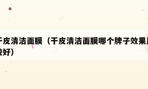 干皮清洁面膜（干皮清洁面膜哪个牌子效果比较好）