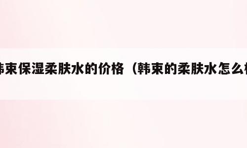 韩束保湿柔肤水的价格（韩束的柔肤水怎么样）
