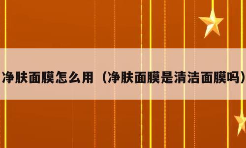 净肤面膜怎么用（净肤面膜是清洁面膜吗）