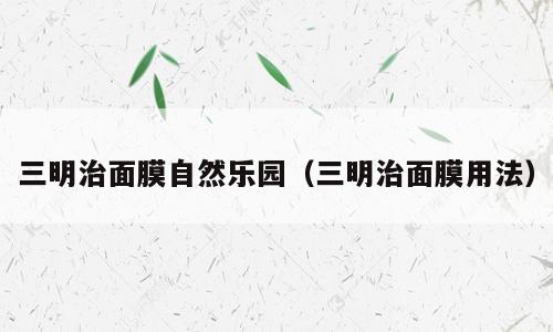 三明治面膜自然乐园（三明治面膜用法）