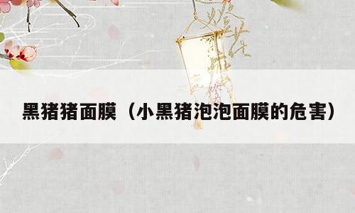 黑猪猪面膜（小黑猪泡泡面膜的危害）