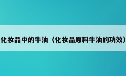化妆品中的牛油（化妆品原料牛油的功效）