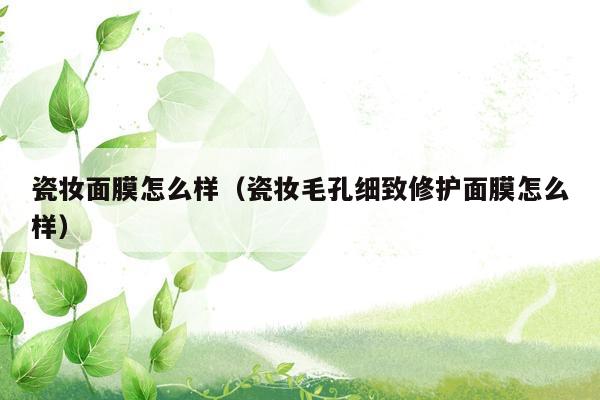 瓷妆面膜怎么样（瓷妆毛孔细致修护面膜怎么样）