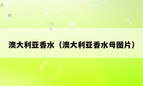 澳大利亚香水（澳大利亚香水母图片）